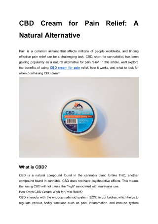 CBD Cream for Pain Relief_ A Natural Alternative