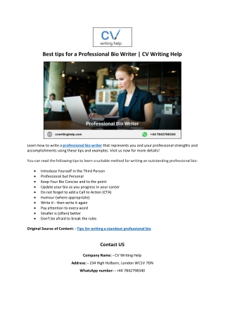Best tips for a Professional Bio Writer