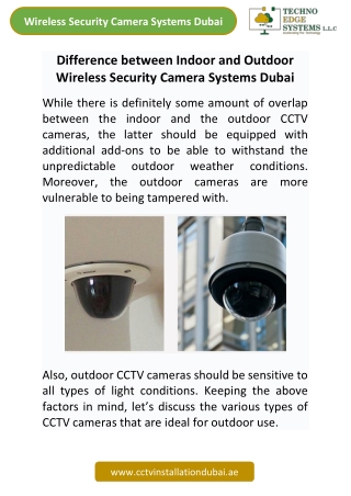 Difference Between Wireless Security Camera Systems Dubai