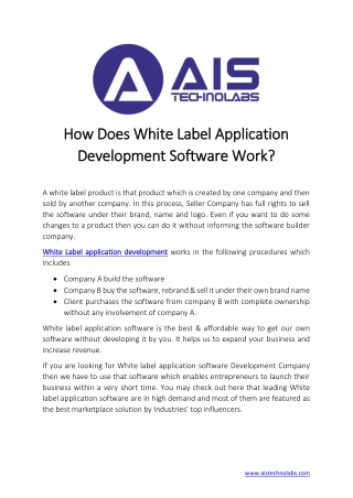 How Does White Label Application Development Software Work