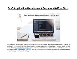 SaaS Application Development Services - Saffron Tech