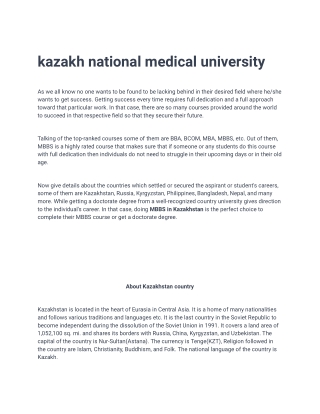 MBBS IN KAZAKHSTAN