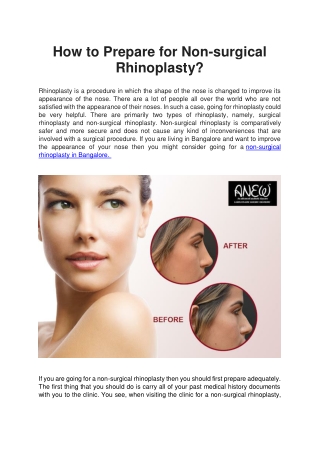 How to Prepare for Non surgical Rhinoplasty?