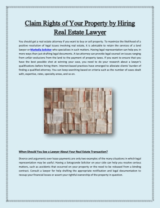 Claim Rights of Your Property by Hiring Real Estate Lawyer