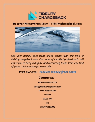 Recover Money From Scam  Fidelitychargeback com