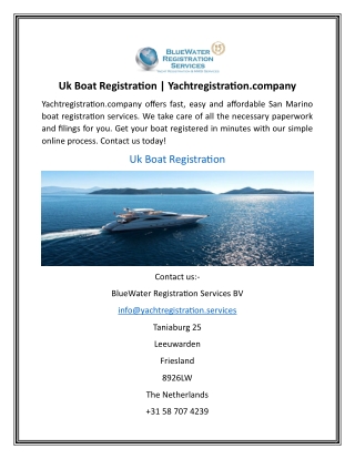 Uk Boat Registration | Yachtregistration.company