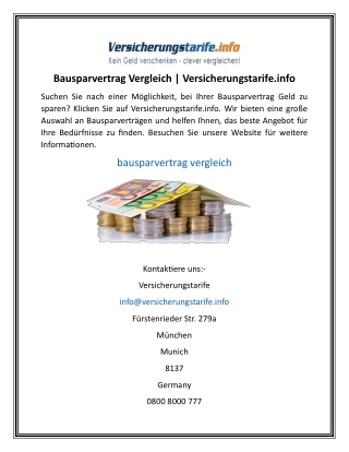 Bausparvertrag Vergleich | Versicherungstarife.info