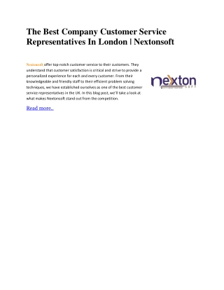 The Best Company Customer Service Representatives In London