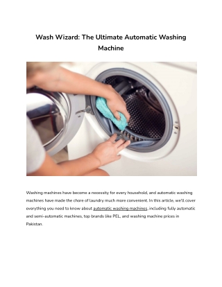 Wash Wizard The Ultimate Automatic Washing Machine