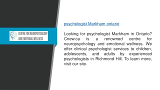 Psychologist Markham Ontario  Cnew.ca