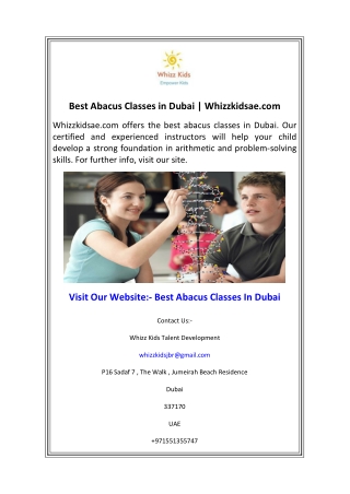 Best Abacus Classes in Dubai  Whizzkidsae.com