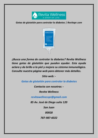 Gotas de glutatión para controlar la diabetes  Revitapr