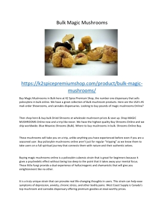 Bulk Magic Mushrooms