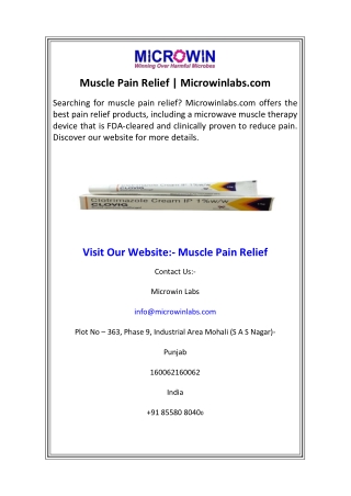 Muscle Pain Relief  Microwinlabs.com