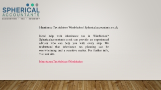 Inheritance Tax Advisor Wimbledon  Sphericalaccountants.co.uk
