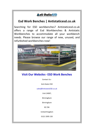 Esd Work Benches  Antistaticesd.co.uk