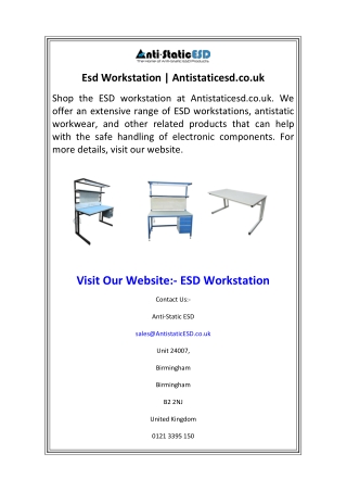 Esd Workstation  Antistaticesd.co.uk