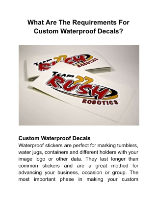 What Are The Requirements For Custom Waterproof Decals_