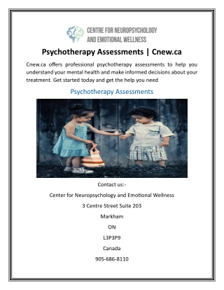 Psychotherapy Assessments | Cnew.ca