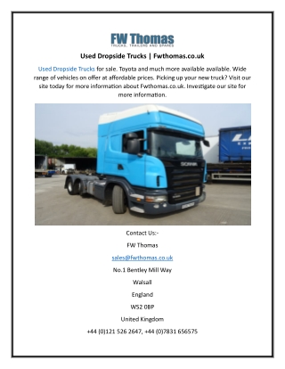 Used Dropside Trucks  Fwthomas.co.uk