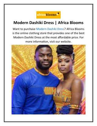 Modern Dashiki Dress  Africa Blooms