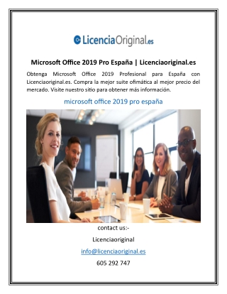 Microsoft Office 2019 Pro España | Licenciaoriginal.es