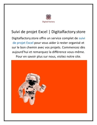 Suivi de projet Excel  Digitalfactory.store
