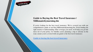 Guide to Buying the Best Travel Insurance  Millionairebymorning.biz