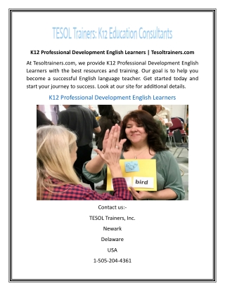 K12 Professional Development English Learners | Tesoltrainers.com