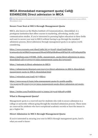 Direct admission in MICA Ahmedabad Call@ 9354992359 MICA management quota