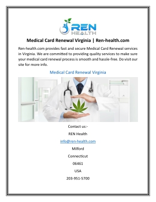 Medical Card Renewal Virginia | Ren-health.com