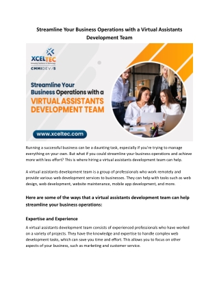 Streamline Your Business Operations with a Virtual Assistants Development Team