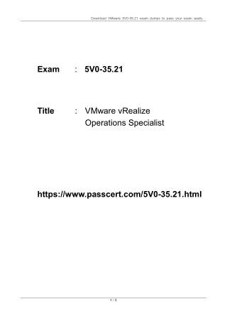 5V0-35.21 VMware vRealize Operations Specialist Dumps