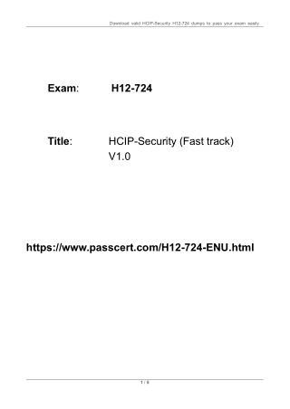 H12-724-ENU HCIP-Security (Fast track) V1.0 Exam Dumps