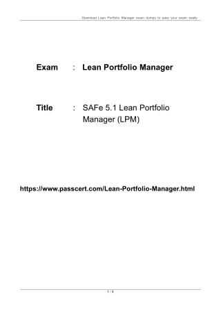 SAFe 5.1 Lean Portfolio Manager Exam Dumps