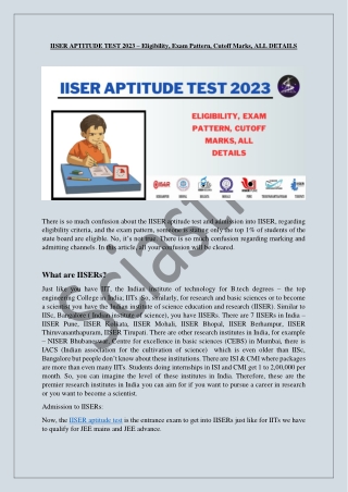 IISER APTITUDE TEST 2023