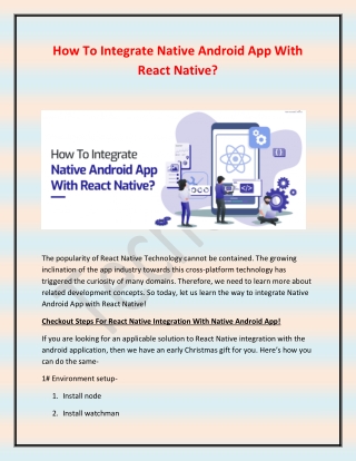 How To Integrate Native Android App With React Native