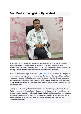 Discover the Best Endocrinologist in Hyderabad_ Expert Tips to Find the Perfect Doctor
