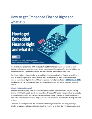 How to get Embedded Finance Right and what it is