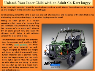 Unleash Your Inner Child with an Adult Go Kart buggy