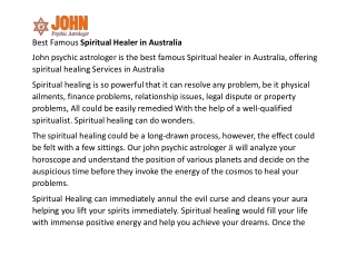 Best Famous Spiritual Healer in Australia
