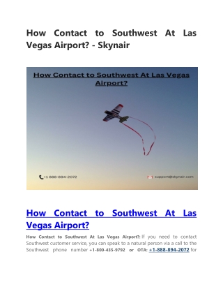 How Contact to Southwest At Las Vegas Airport