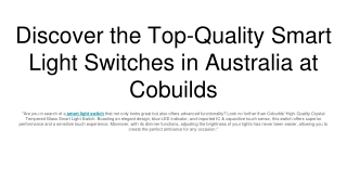 Discover the Top-Quality Smart Light Switches in Australia at Cobuilds