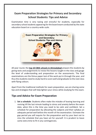 Exam Preparation Strategies for Primary and Secondary School Students