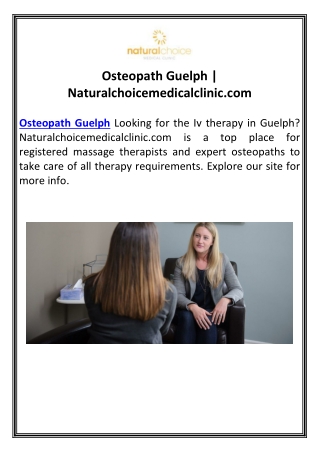 Osteopath Guelph | Naturalchoicemedicalclinic.com