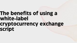 The benefits of using a white-label cryptocurrency exchange script