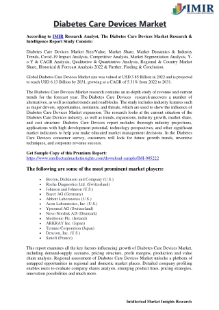 Diabetes Care Devices Market