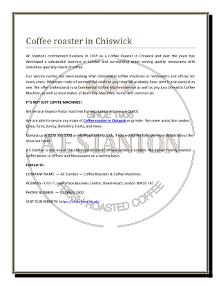 Coffee roaster in Chiswick