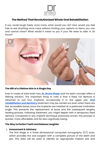 The Method That Revolutionized Whole Oral Rehabilitation