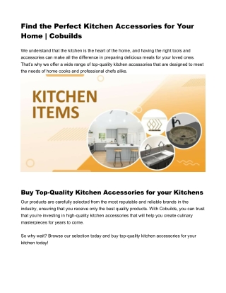 Find the Perfect Kitchen Accessories for Your Home Cobuilds